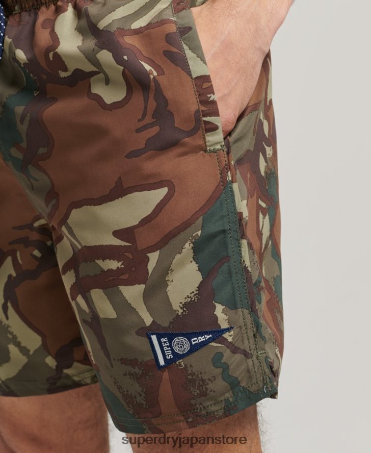ヴィンテージバーシティリサイクルスイムショーツ 男性 Superdry 衣類 緑 2J62PZ437
