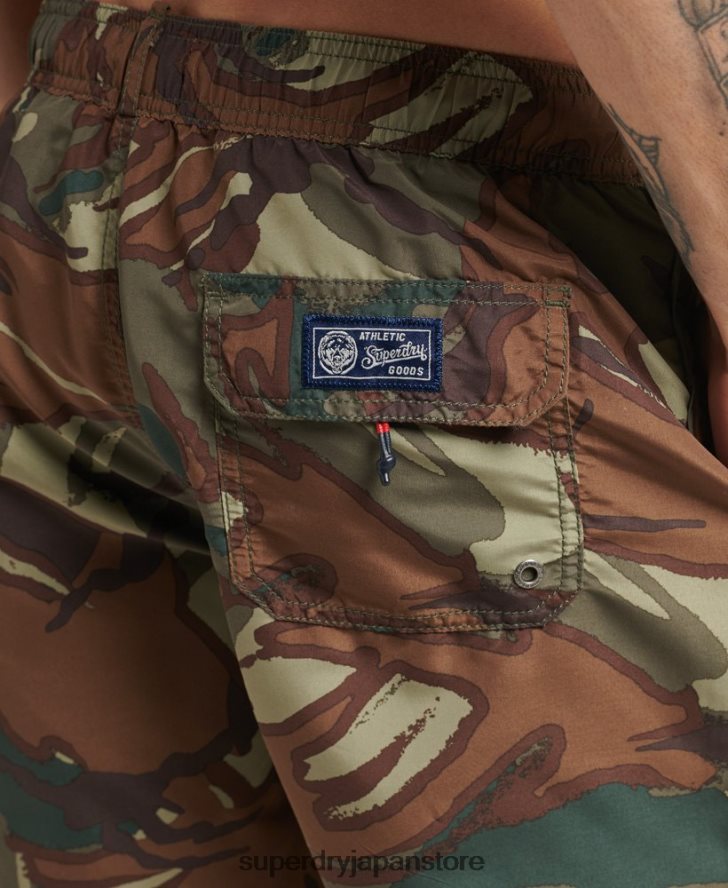 ヴィンテージバーシティリサイクルスイムショーツ 男性 Superdry 衣類 緑 2J62PZ437