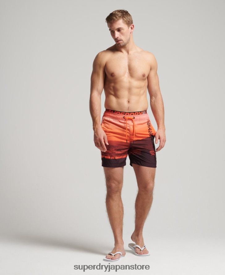 ステートボレースイムショーツ 男性 Superdry 衣類 オレンジ 2J62PZ438