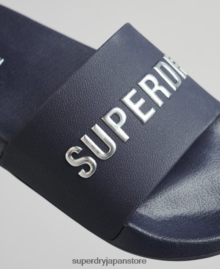 コードロゴプールスライダー 女性 Superdry 靴 海軍 2J62PZ4392