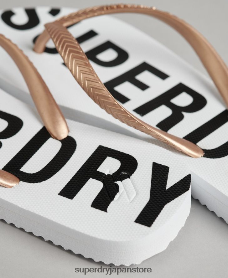 コードエッセンシャルフリップフロップ 女性 Superdry 靴 白 2J62PZ4393