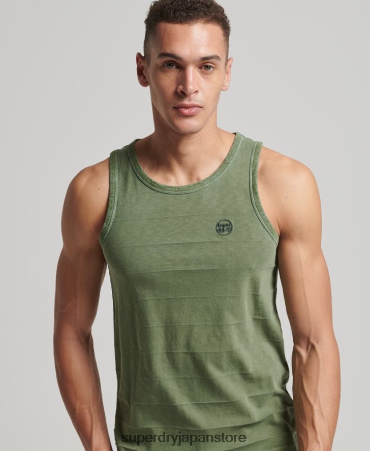 オーガニックコットンのヴィンテージテクスチャータンクトップ 男性 Superdry 衣類 カーキ 2J62PZ44