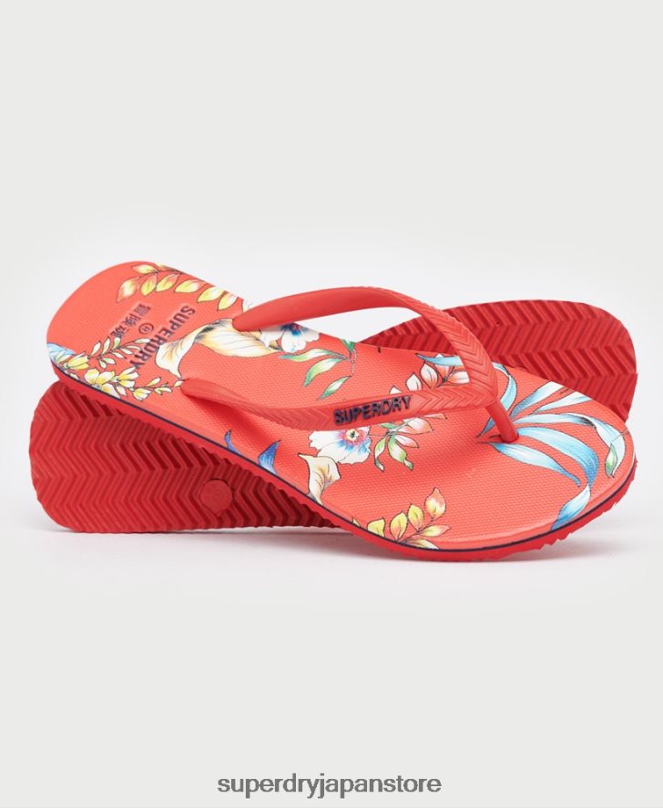 クラシックなヴィンテージビーチサンダル 女性 Superdry 靴 赤 2J62PZ4400