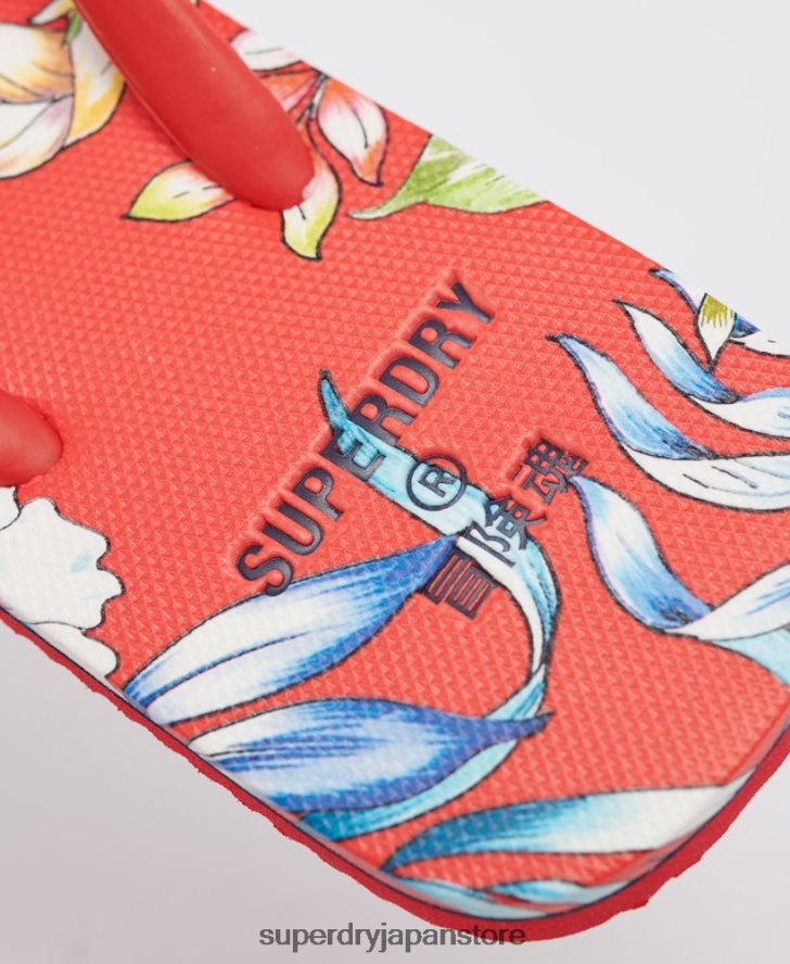 クラシックなヴィンテージビーチサンダル 女性 Superdry 靴 赤 2J62PZ4400
