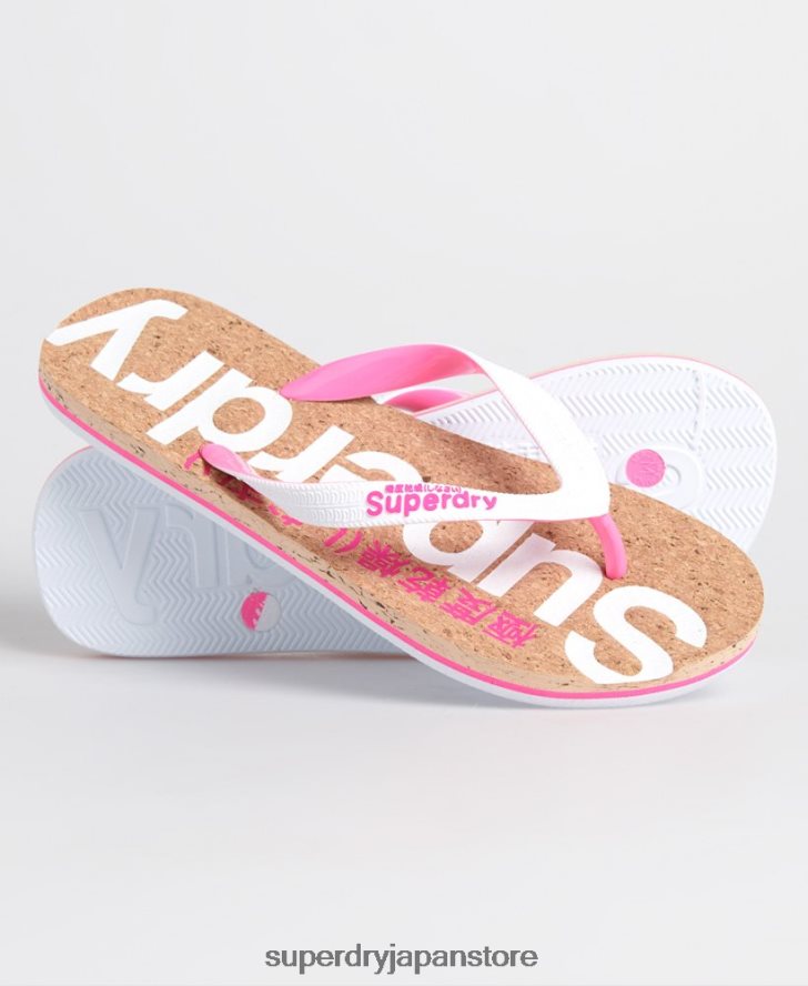 コルクビーチサンダル 女性 Superdry 靴 白 2J62PZ4403