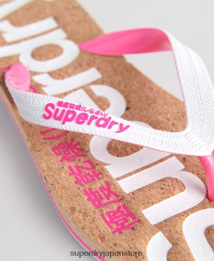 コルクビーチサンダル 女性 Superdry 靴 白 2J62PZ4403
