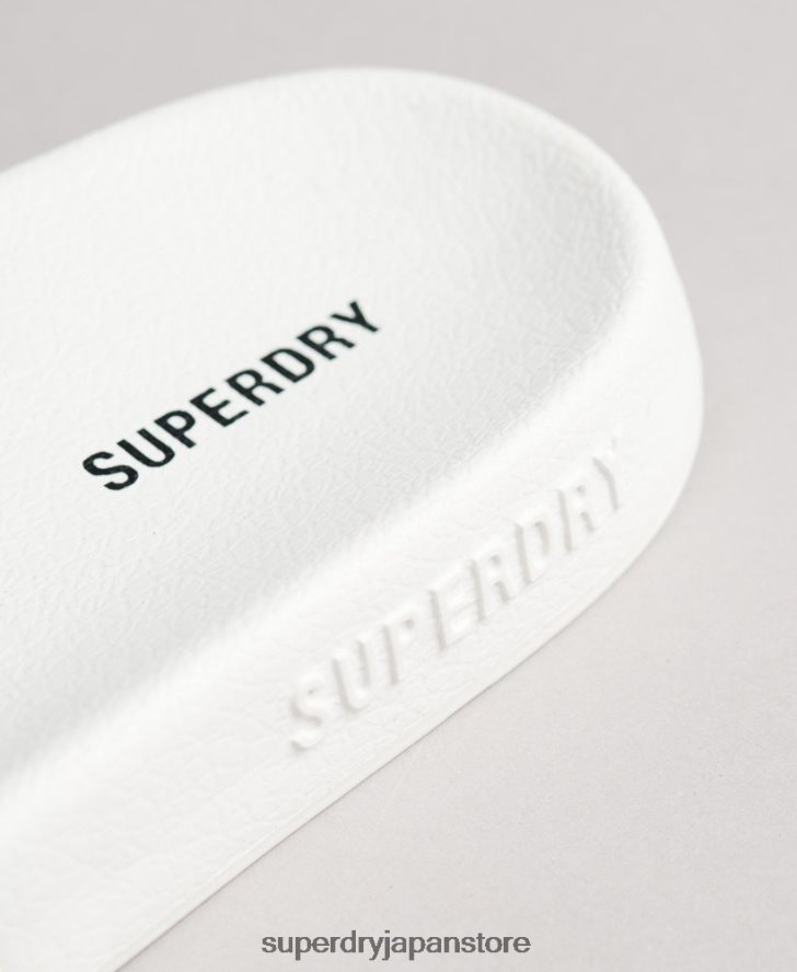 コードプリントされたプールスライダー 女性 Superdry 靴 白 2J62PZ4407