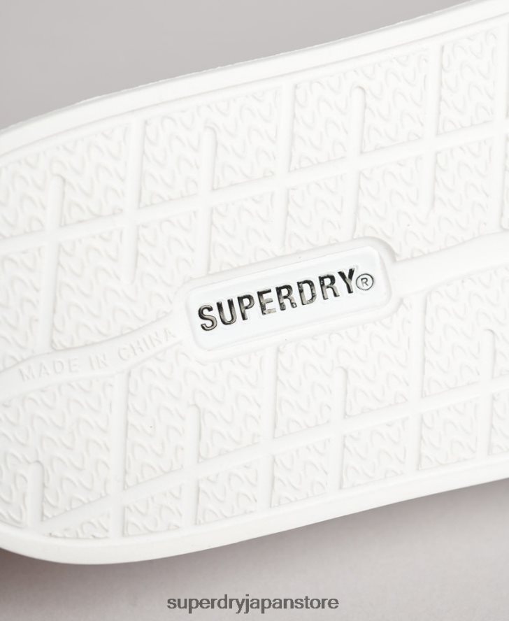 コードプリントされたプールスライダー 女性 Superdry 靴 白 2J62PZ4407