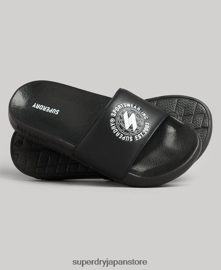 コードプリントされたプールスライダー 女性 Superdry 靴 黒 2J62PZ4409