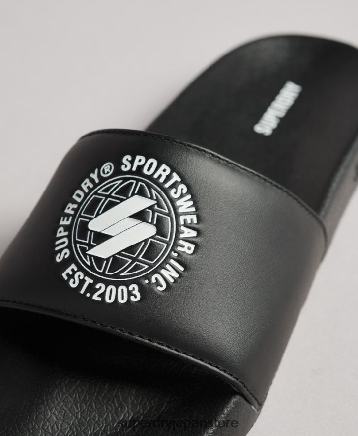 コードプリントされたプールスライダー 女性 Superdry 靴 黒 2J62PZ4409