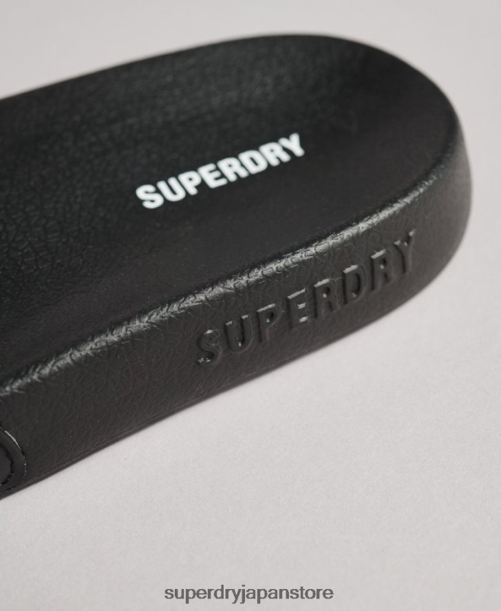 コードプリントされたプールスライダー 女性 Superdry 靴 黒 2J62PZ4409