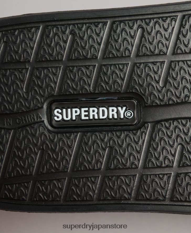 コードプリントされたプールスライダー 女性 Superdry 靴 黒 2J62PZ4409