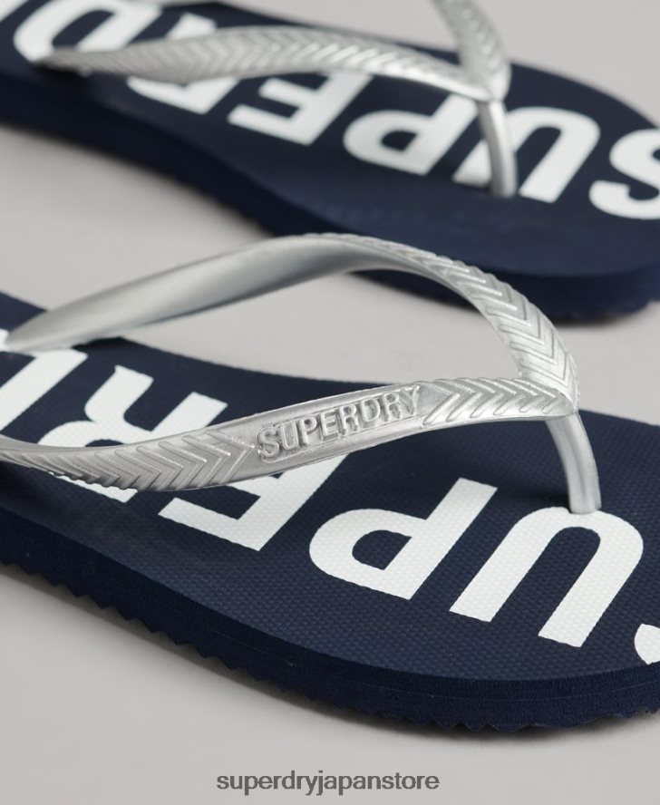 コードエッセンシャルフリップフロップ 女性 Superdry 靴 海軍 2J62PZ4412