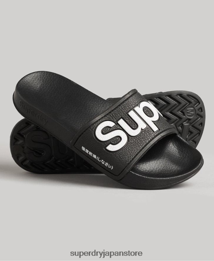 エヴァプールスライダー 女性 Superdry 靴 黒 2J62PZ4422