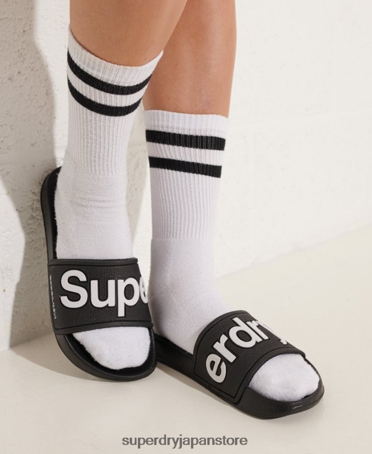 エヴァプールスライダー 女性 Superdry 靴 黒 2J62PZ4422