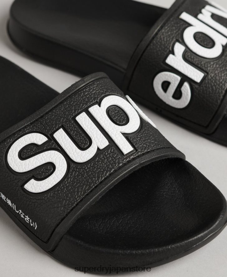 エヴァプールスライダー 女性 Superdry 靴 黒 2J62PZ4422