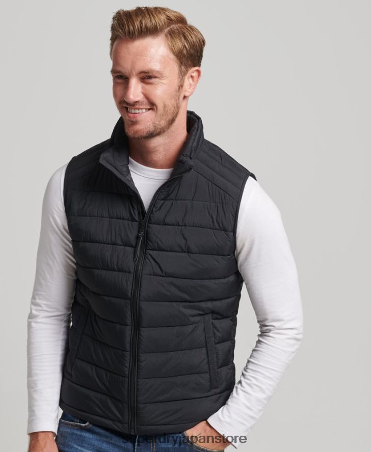 軽量パッド入りジレ 男性 Superdry 衣類 黒 2J62PZ4435