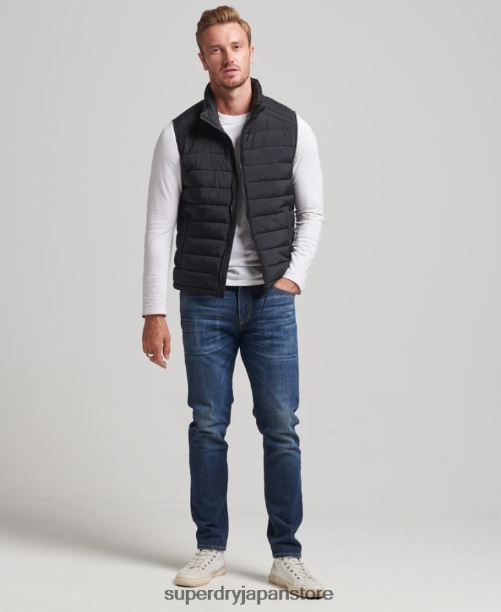 軽量パッド入りジレ 男性 Superdry 衣類 黒 2J62PZ4435