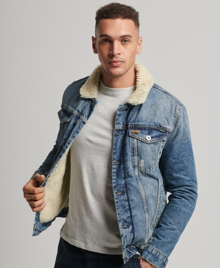 デニムシェルパジャケット 男性 Superdry 衣類 青 2J62PZ4437