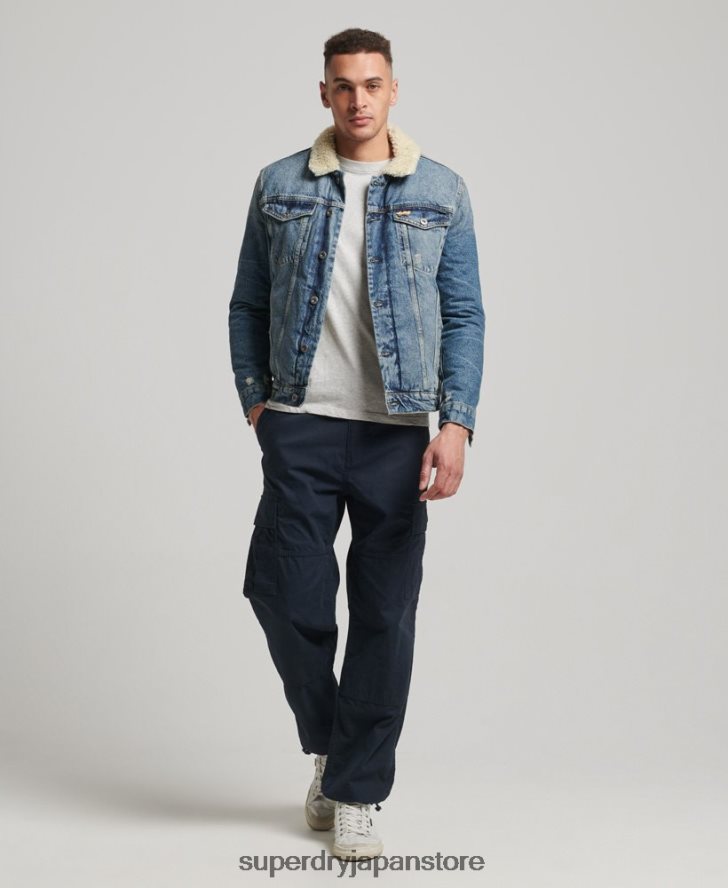 デニムシェルパジャケット 男性 Superdry 衣類 青 2J62PZ4437