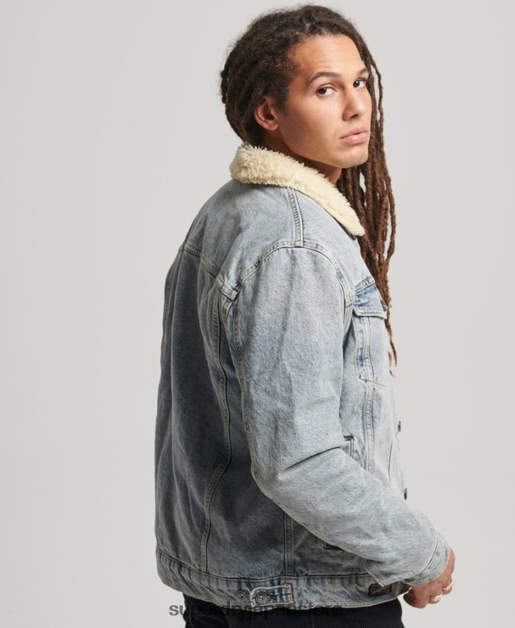 デニムシェルパジャケット 男性 Superdry 衣類 青 2J62PZ4442