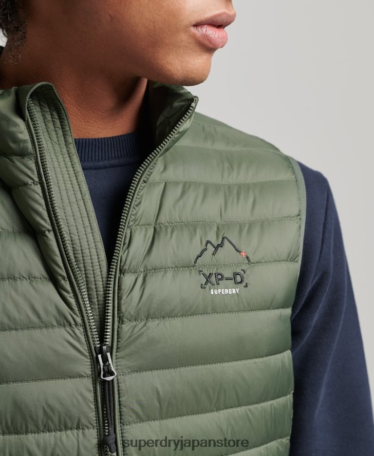 テックコアダウンジレ 男性 Superdry 衣類 カーキ 2J62PZ4445