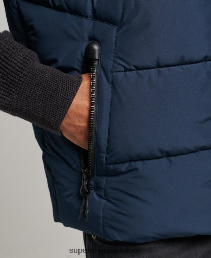 フードなしスポーツパファージレ 男性 Superdry 衣類 海軍 2J62PZ4446