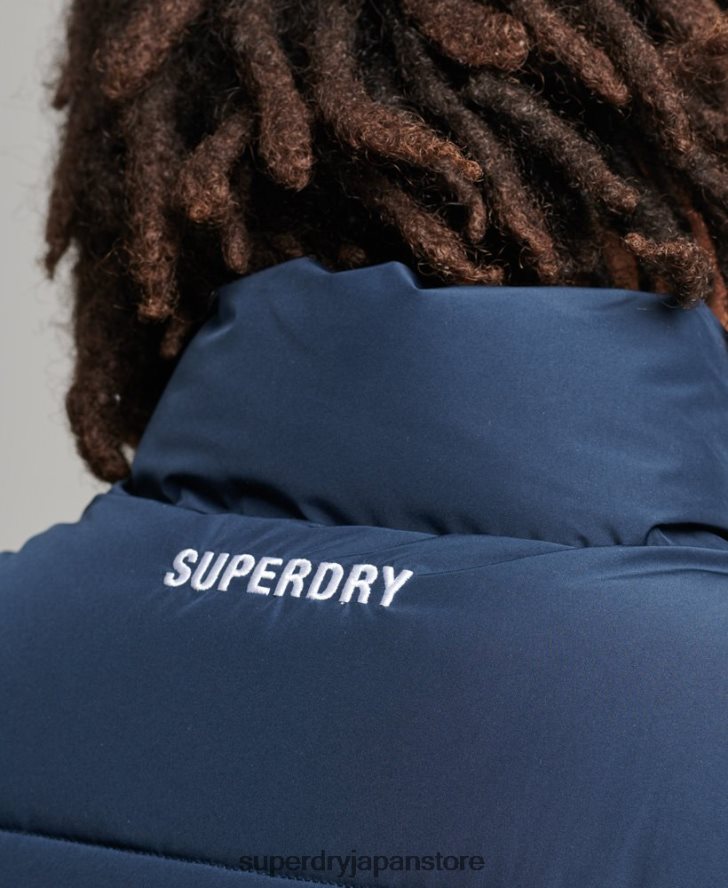 フードなしスポーツパファージレ 男性 Superdry 衣類 海軍 2J62PZ4446