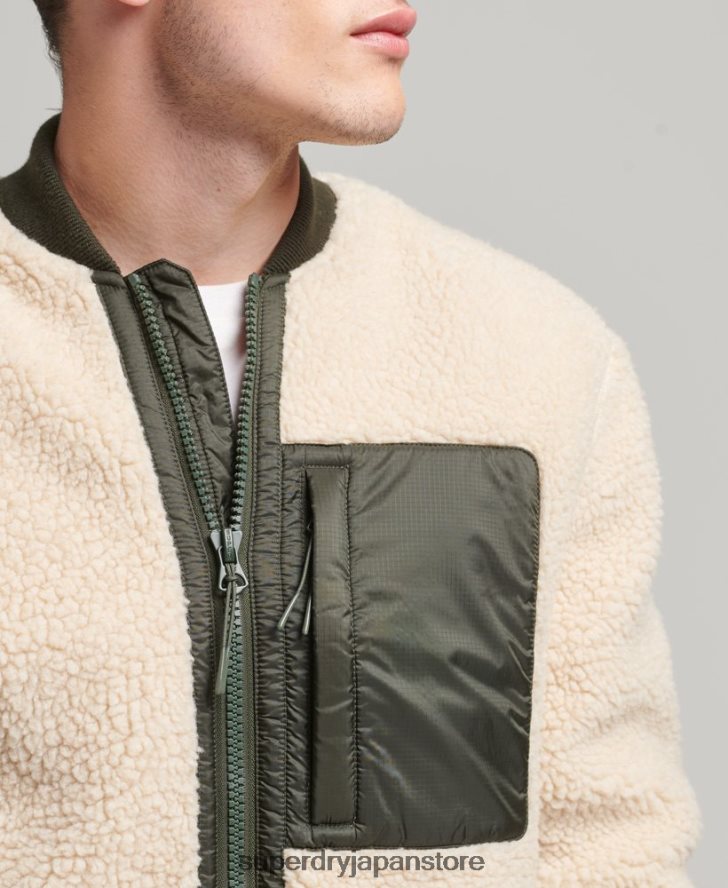 シェルパ ジップスルー ジャケット 男性 Superdry 衣類 クリーム 2J62PZ4453