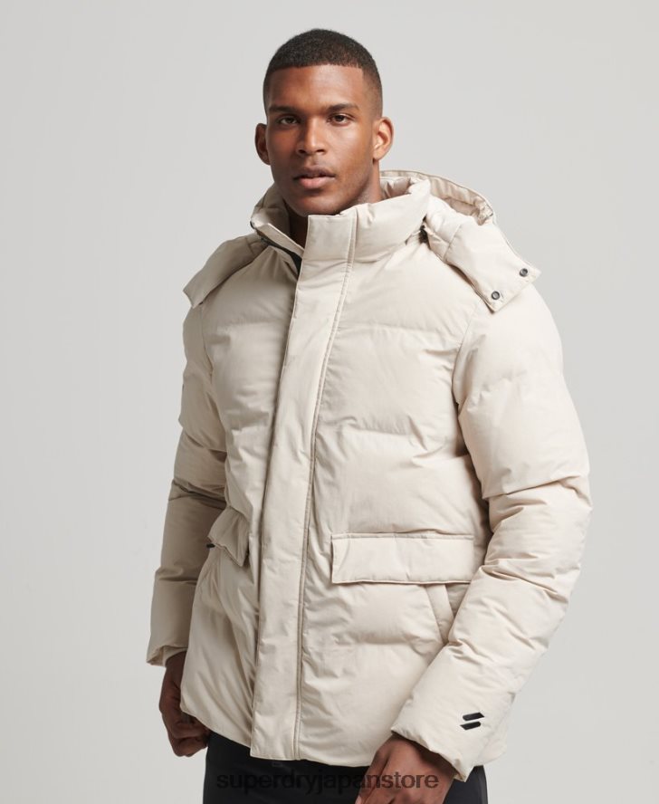 ショートボクシーパファージャケット 男性 Superdry 衣類 ベージュ 2J62PZ4456