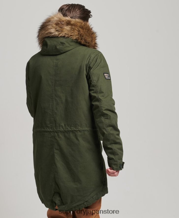 ミリタリーフェイクファーパーカージャケット 男性 Superdry 衣類 緑 2J62PZ4457