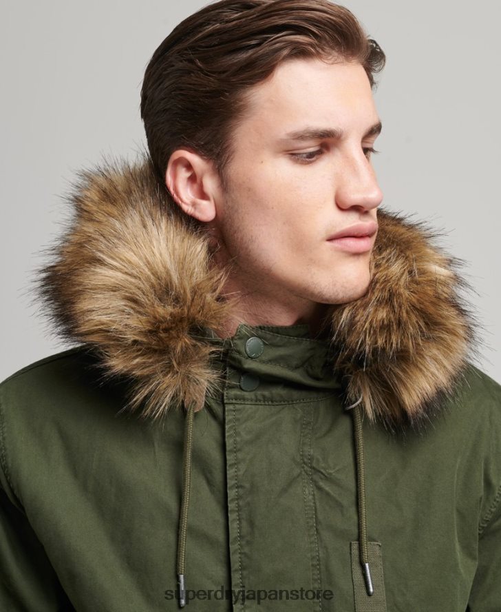 ミリタリーフェイクファーパーカージャケット 男性 Superdry 衣類 緑 2J62PZ4457