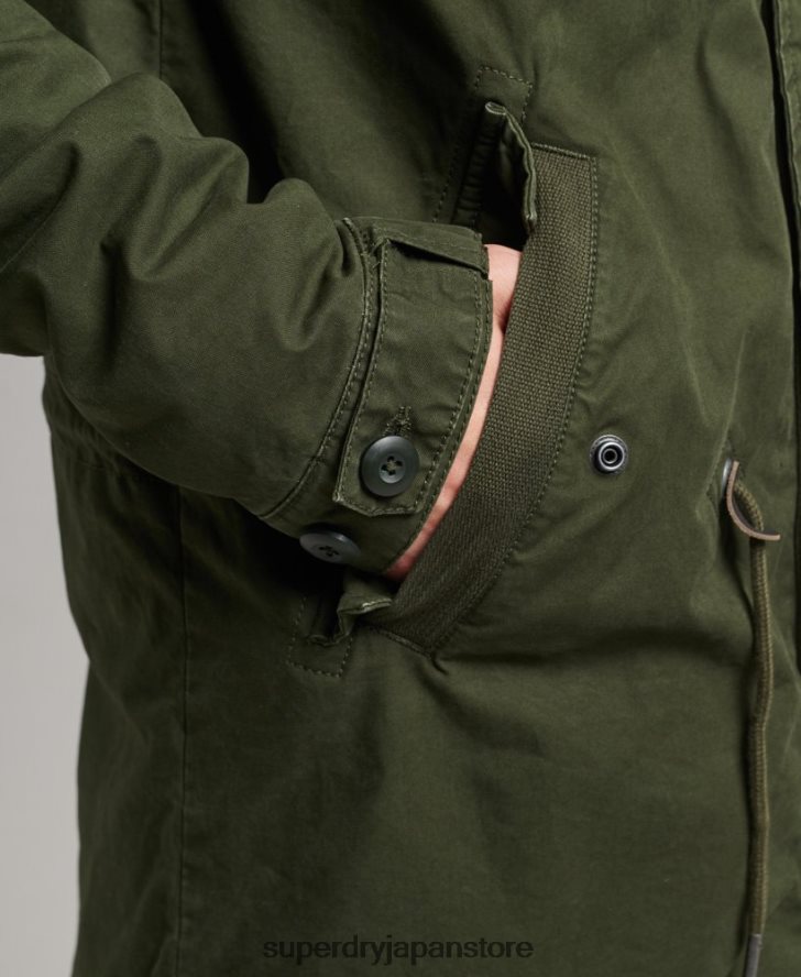 ミリタリーフェイクファーパーカージャケット 男性 Superdry 衣類 緑 2J62PZ4457