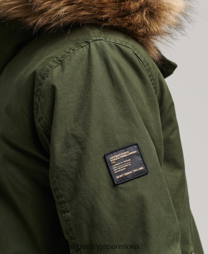 ミリタリーフェイクファーパーカージャケット 男性 Superdry 衣類 緑 2J62PZ4457