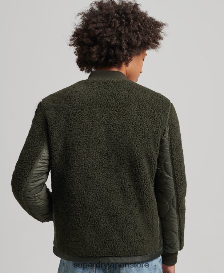 シェルパ ジップスルー ジャケット 男性 Superdry 衣類 緑 2J62PZ4458