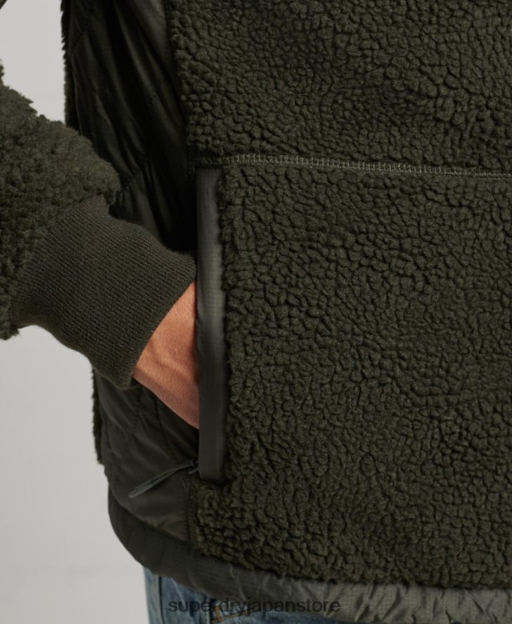 シェルパ ジップスルー ジャケット 男性 Superdry 衣類 緑 2J62PZ4458