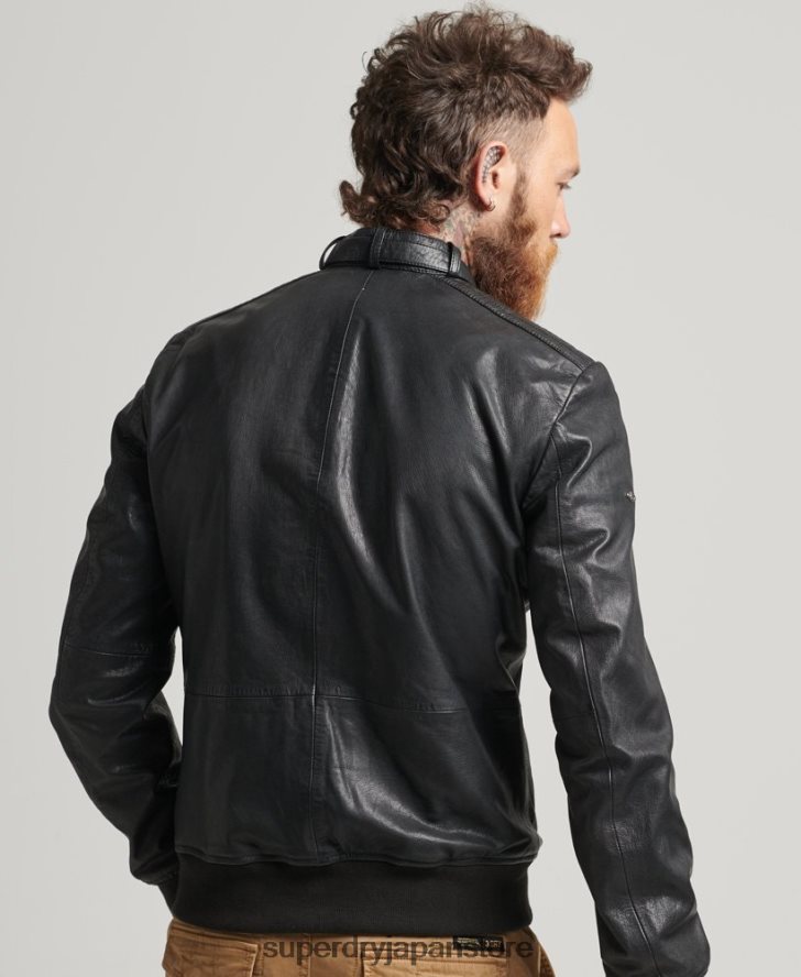 レザーボンバージャケット 男性 Superdry 衣類 黒 2J62PZ4461