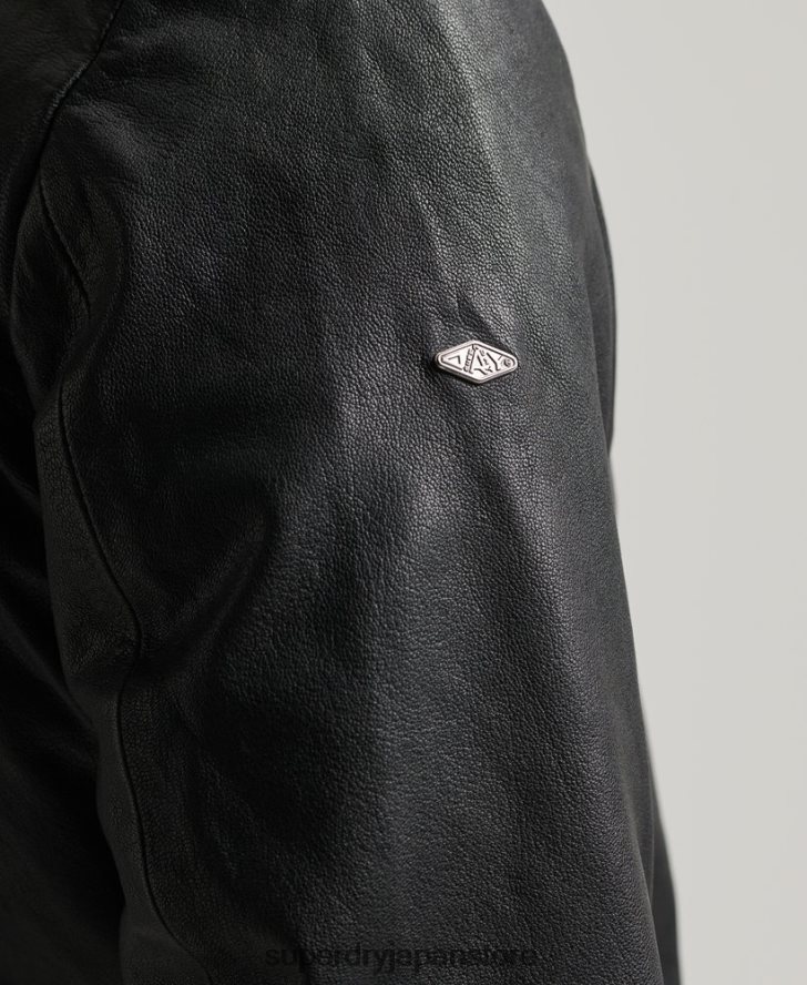 レザーボンバージャケット 男性 Superdry 衣類 黒 2J62PZ4461