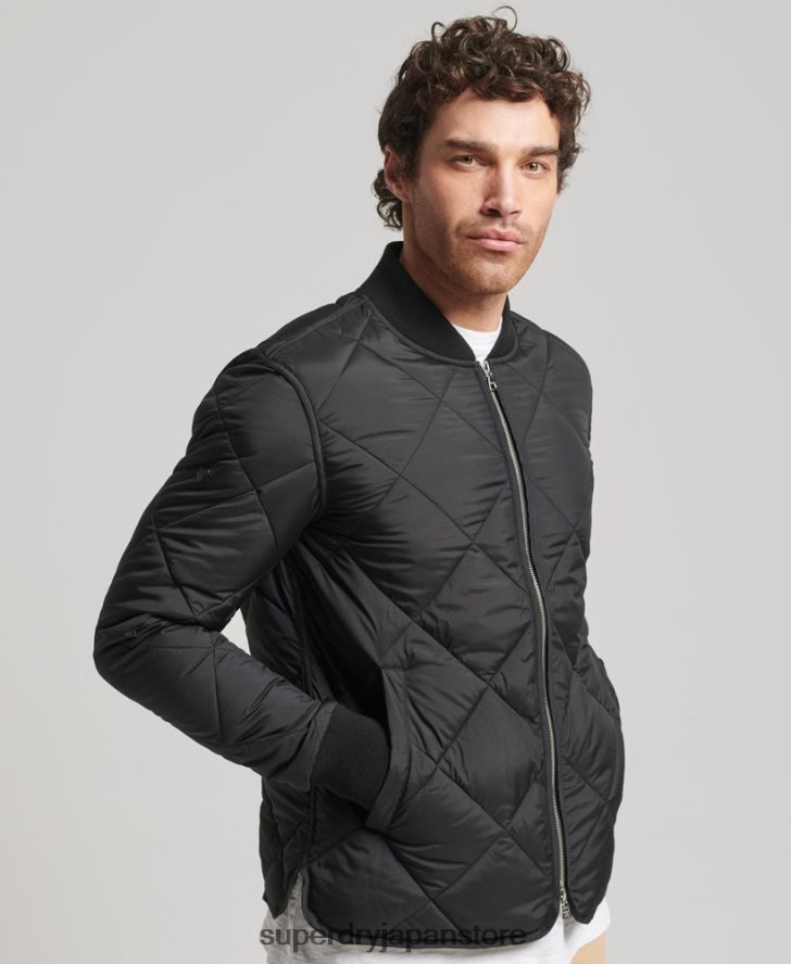 スタジオ ライトウェイト キルト ジャケット 男性 Superdry 衣類 黒 2J62PZ4464
