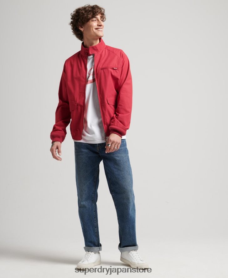 ヴィンテージ カレッジ ハリントン ジャケット 男性 Superdry 衣類 赤 2J62PZ4466