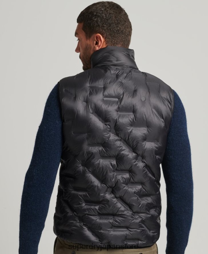 軽量パッド入りショートジレ 男性 Superdry 衣類 黒 2J62PZ4476