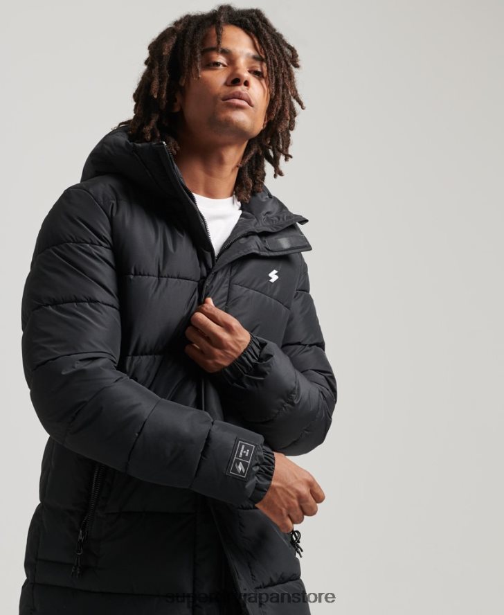 ロゴ入りフード付き延縄コート 男性 Superdry 衣類 黒 2J62PZ4481
