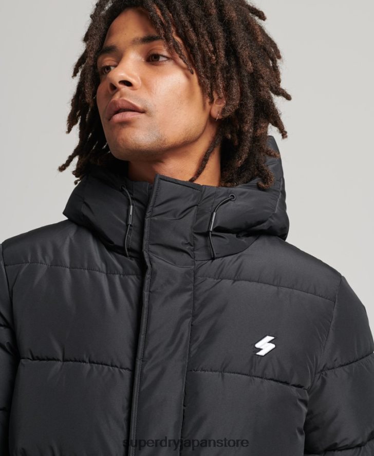 ロゴ入りフード付き延縄コート 男性 Superdry 衣類 黒 2J62PZ4481