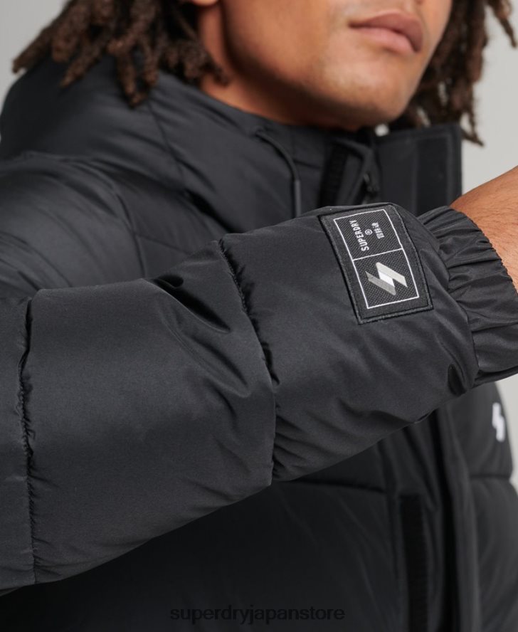 ロゴ入りフード付き延縄コート 男性 Superdry 衣類 黒 2J62PZ4481