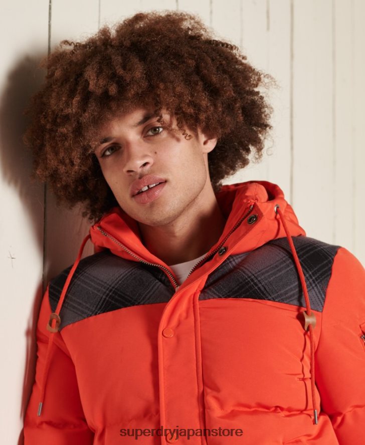 キルティングエベレストジャケット 男性 Superdry 衣類 オレンジ 2J62PZ4487