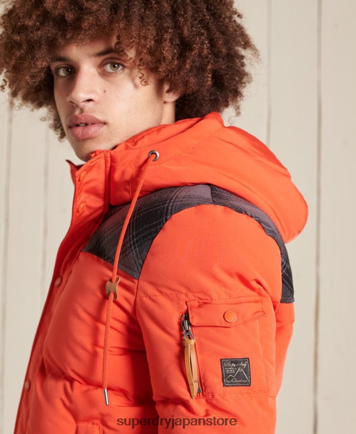 キルティングエベレストジャケット 男性 Superdry 衣類 オレンジ 2J62PZ4487