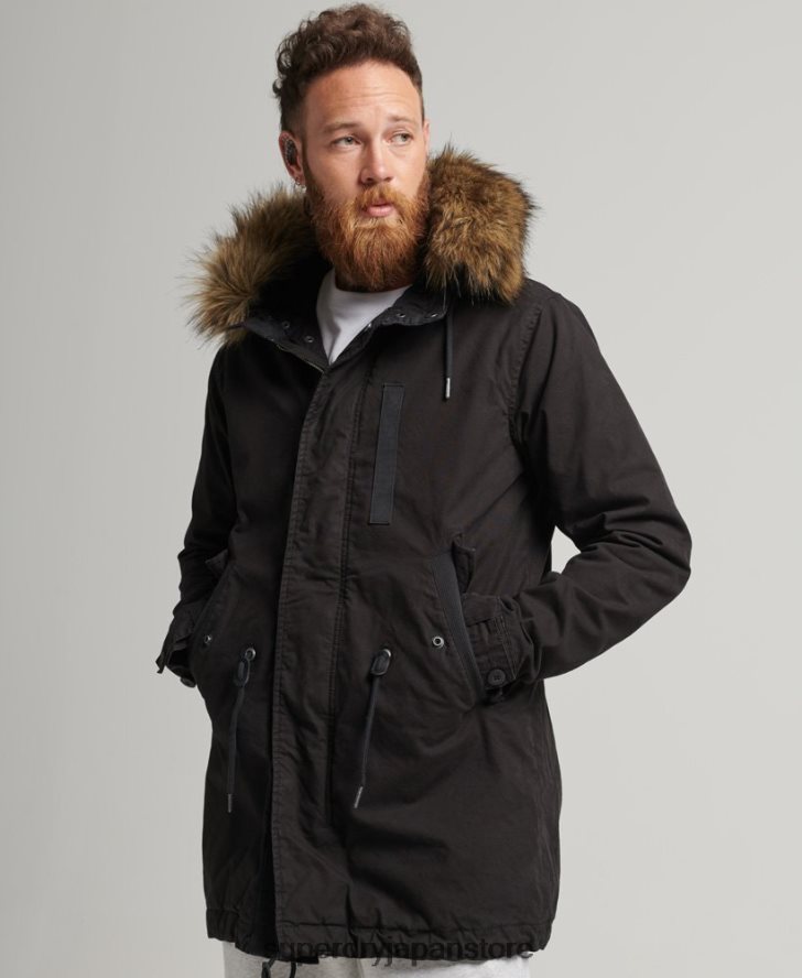 ミリタリーフェイクファーパーカージャケット 男性 Superdry 衣類 濃い灰色 2J62PZ4490
