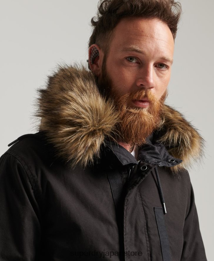 ミリタリーフェイクファーパーカージャケット 男性 Superdry 衣類 濃い灰色 2J62PZ4490