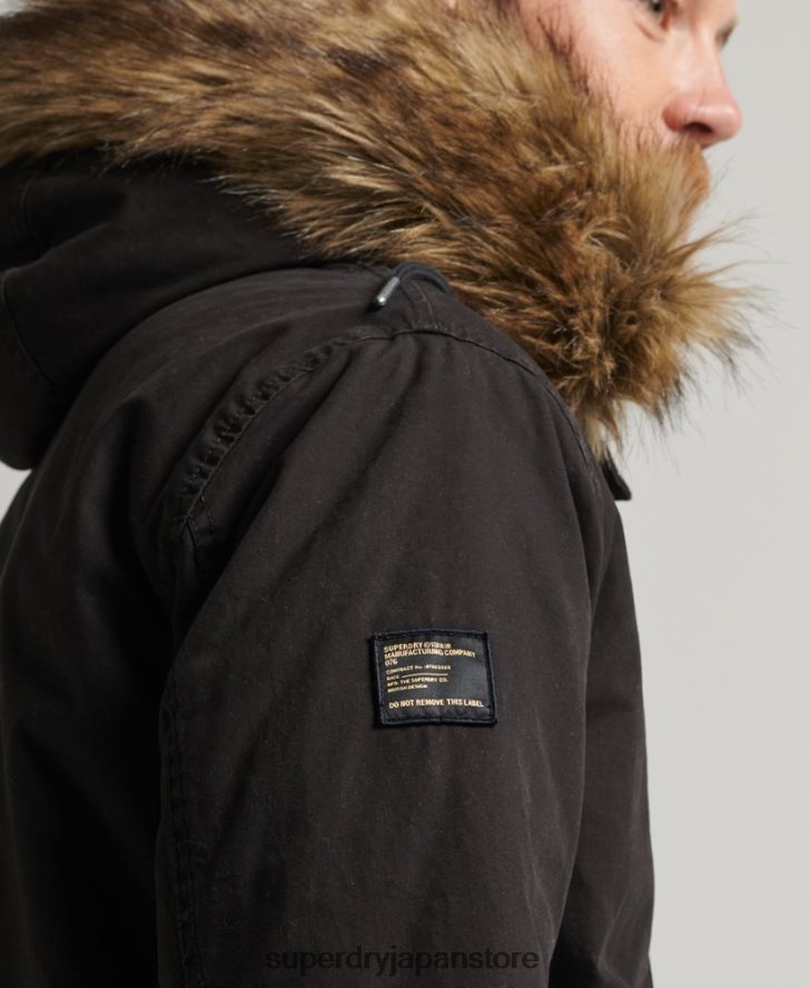 ミリタリーフェイクファーパーカージャケット 男性 Superdry 衣類 濃い灰色 2J62PZ4490