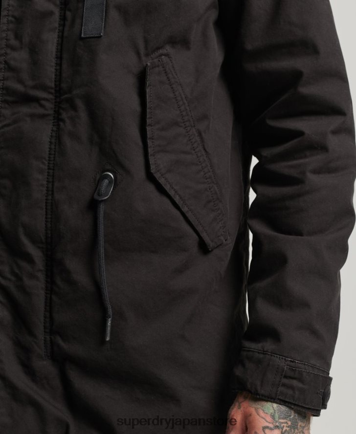 ミリタリーフェイクファーパーカージャケット 男性 Superdry 衣類 濃い灰色 2J62PZ4490